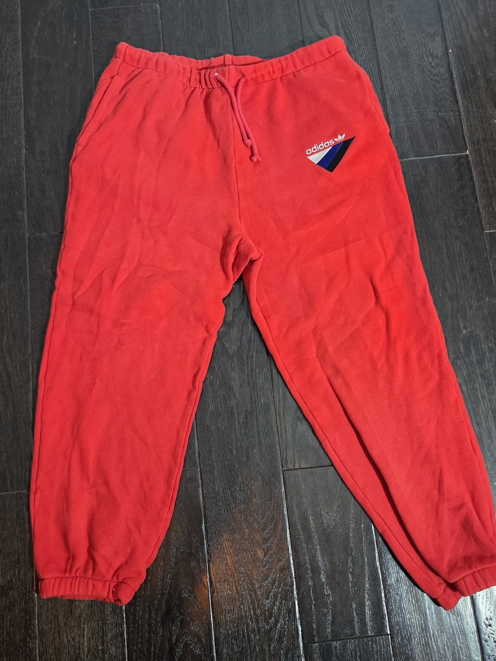 Adidas Red Soft Trefoil Swearpant Joggers Size Large Vintage